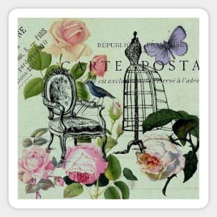 botanical butterfly garden roses french mannequin fashion paris Sticker